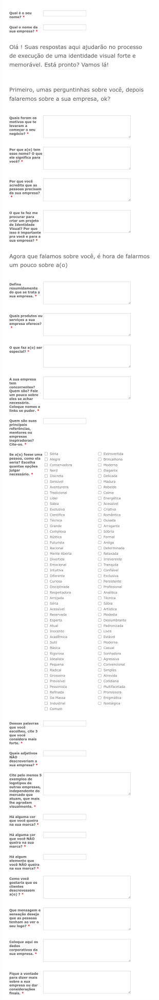 Briefing Identidade Visual Form Template