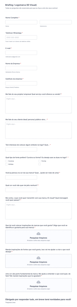 Briefing / Logomarca (ID Visual) Form Template