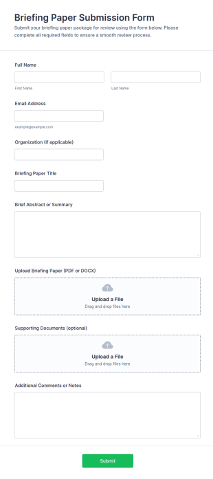 Briefing Paper Submission Form Template
