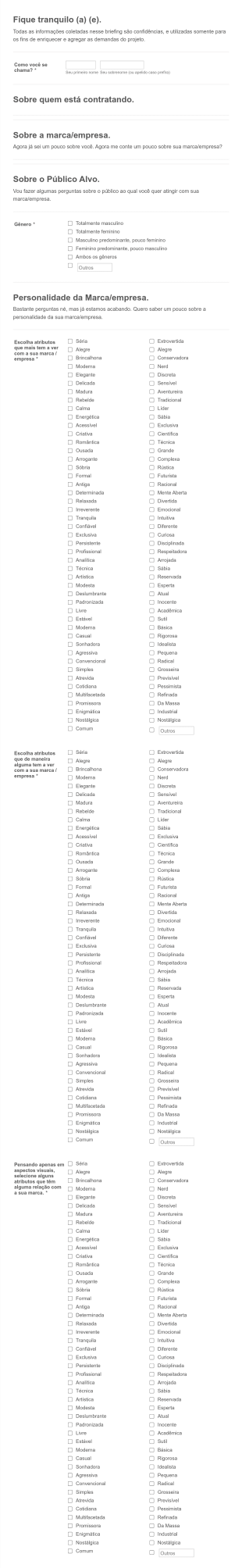Briefing Para Projeto De Identidade Visual Form Template