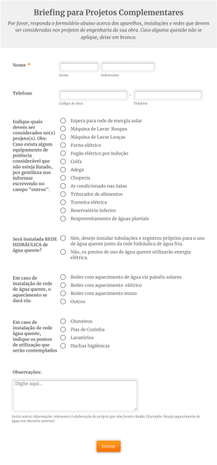Briefing Para Projetos Complementares Form Template