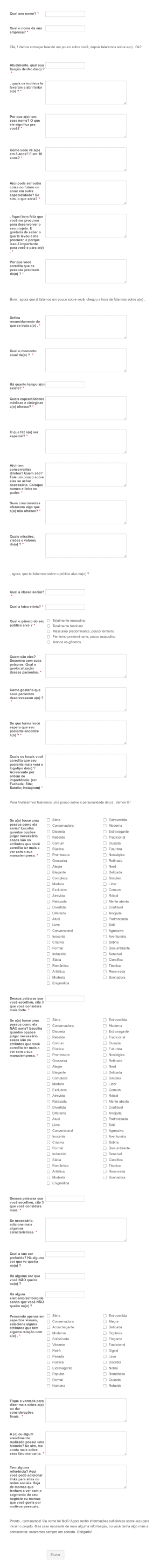 Briefing Projeto De Identidade Visual Completo Form Template
