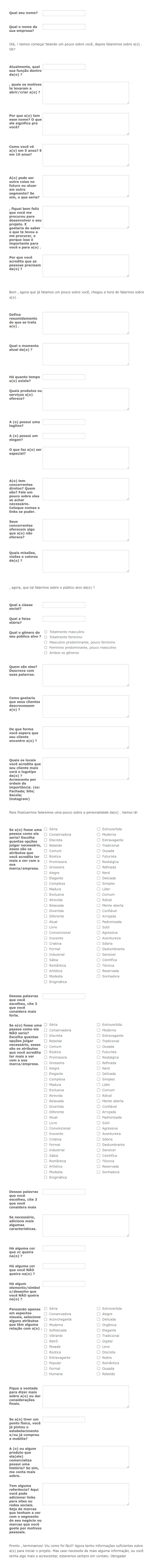 Briefing Projeto De Identidade Visual Form Template
