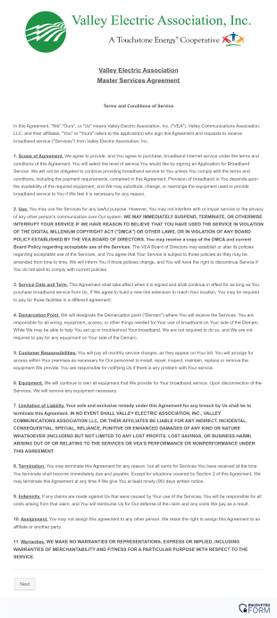 Broadband Service Agreement Form Template