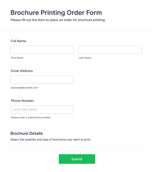 Brochure Printing Order Form Template
