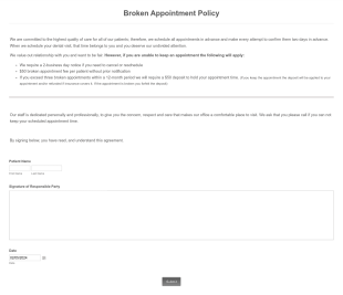 Broken Appointment Policy Form Template