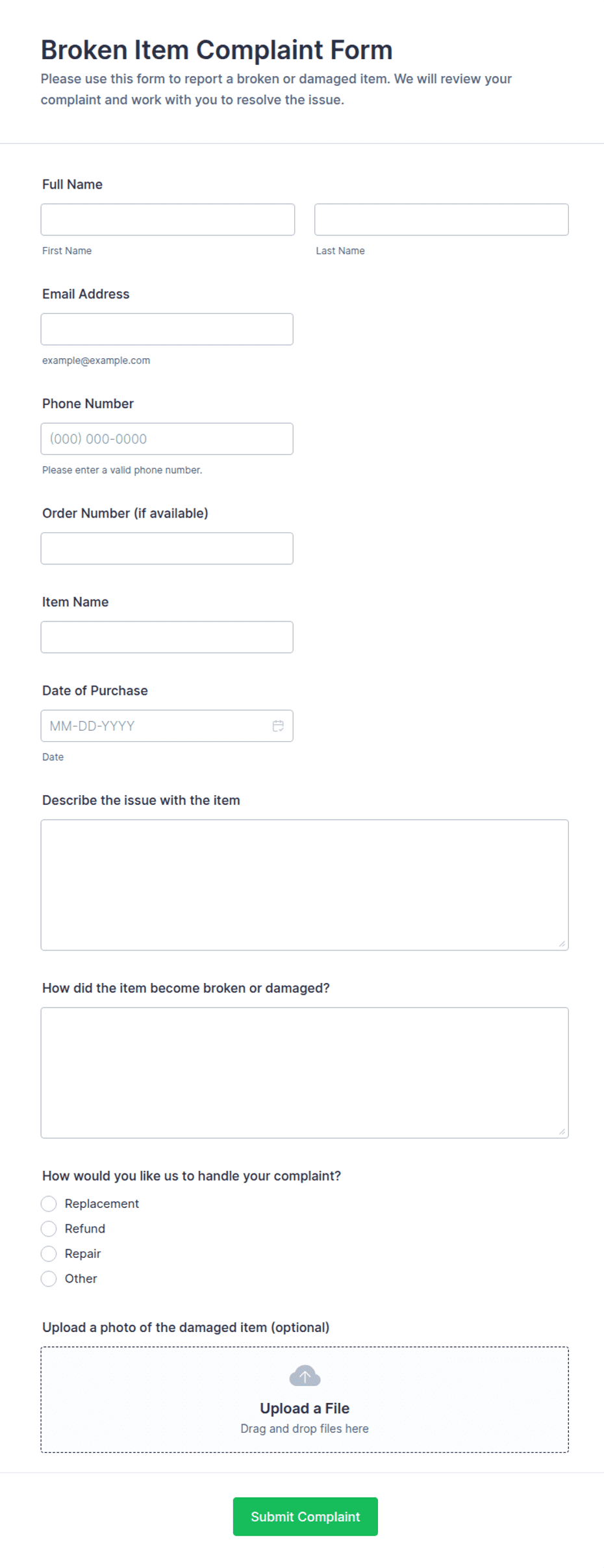 Broken Item Complaint Form Template Jotform broken-item-complaint-form-template-jotform
