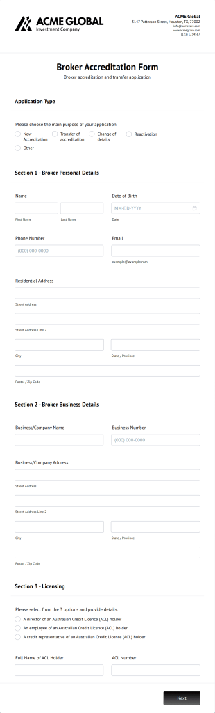 Broker Accreditation Form Template