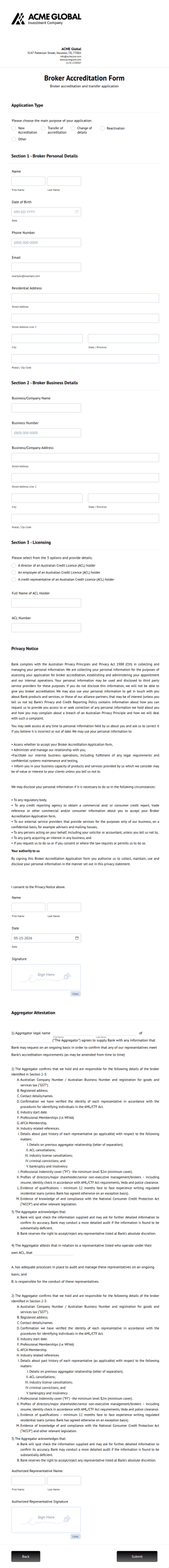 Broker Accreditation Form Template