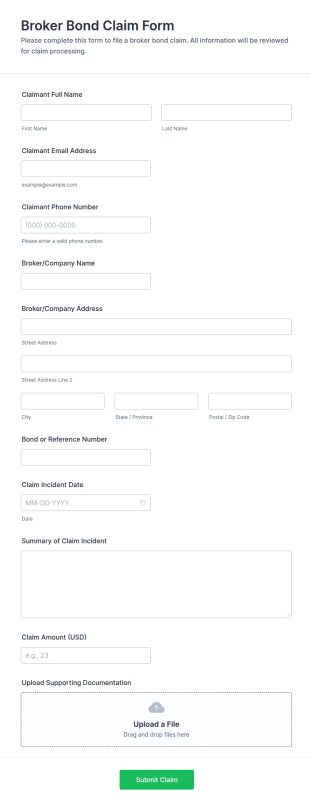 Broker Bond Claim Form Template