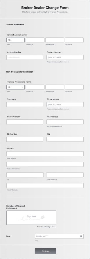 Broker Dealer Change Form Template