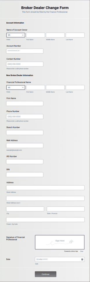 Broker Dealer Change Form Template