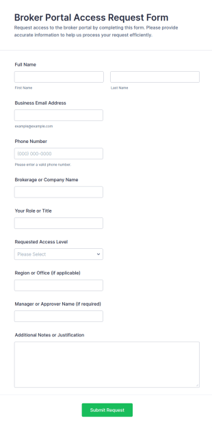 Broker Portal Access Request Form Template