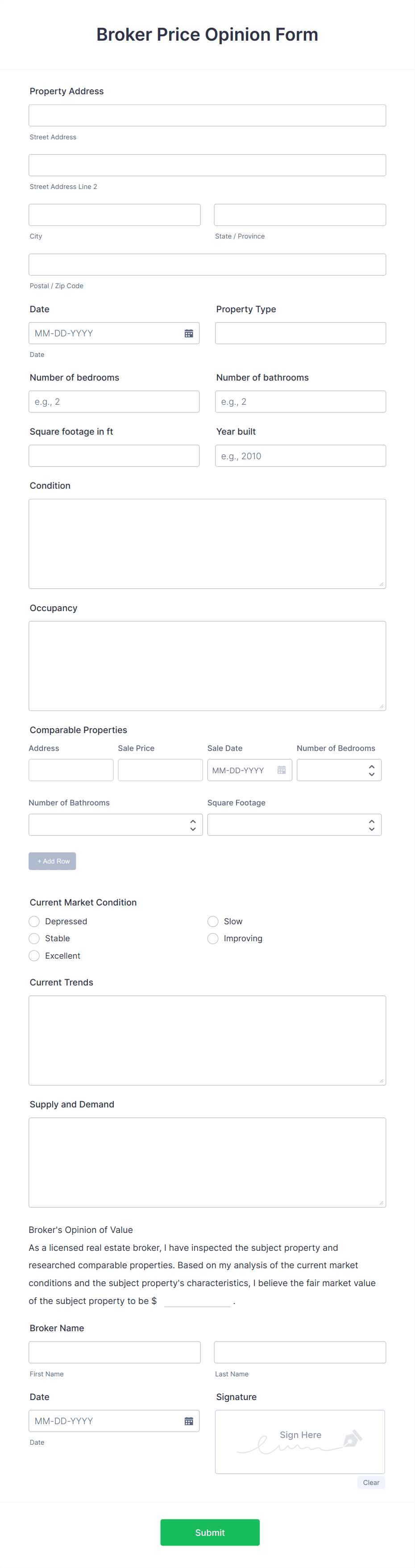 Broker Price Opinion Form Template | Jotform broker-price-opinion-form-template-jotform