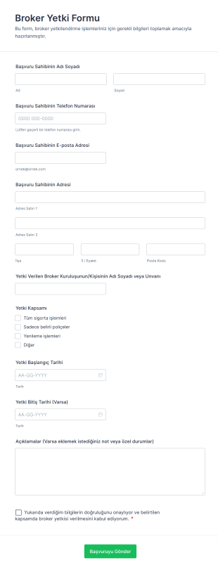 Broker Yetki Form Şablonu