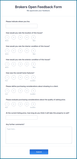 Brokers Open Feedback Form Template