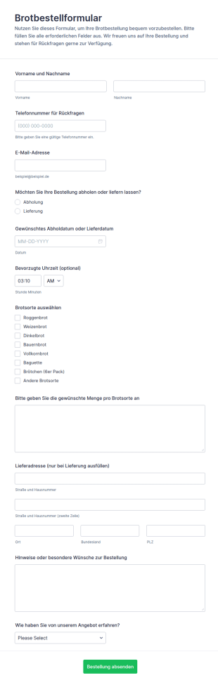 Brotbestellformular