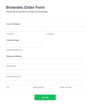 Brownies Order Form Template