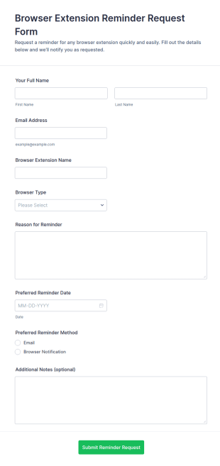 Browser Extension Reminder Request Form Template