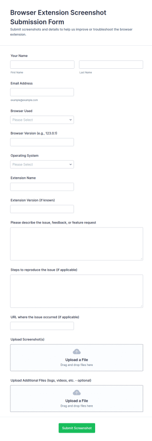 Browser Extension Screenshot Submission Form Template