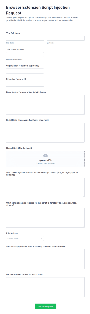 Browser Extension Script Injection Request Form Template