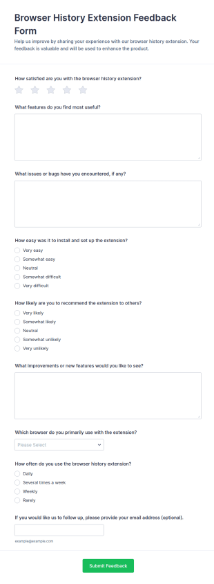Browser History Extension Feedback Form Template