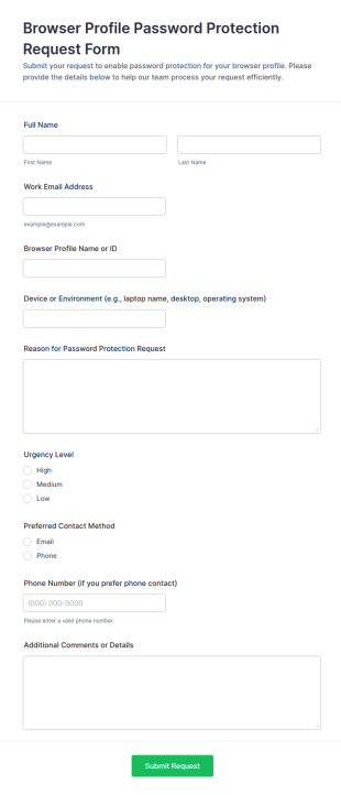 Browser Profile Password Protection Request Form Template