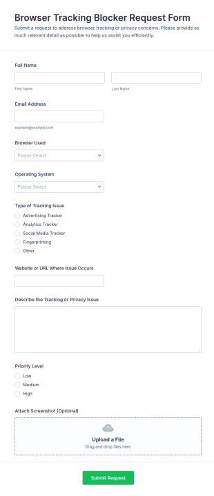 Browser Tracking Blocker Request Form Template
