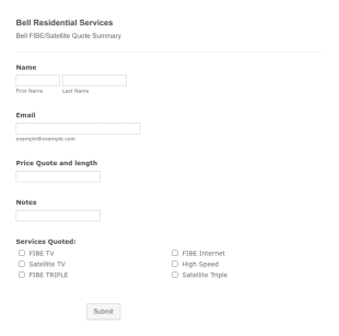 BRS Quote Sheet Form Template