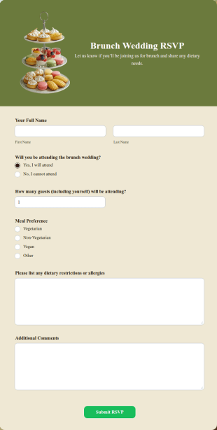 Brunch Wedding RSVP Form Template
