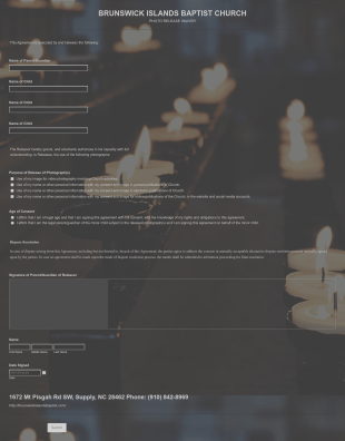 Brunswick Islands Baptist Church Form Template