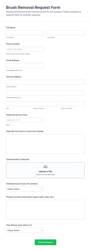 Brush Removal Request Form Template