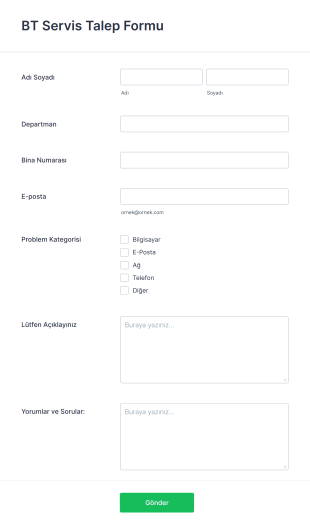 BT Servis Talep Form Template