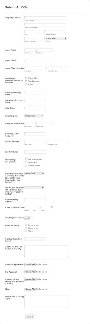 BTR Submit An Offer Form Template