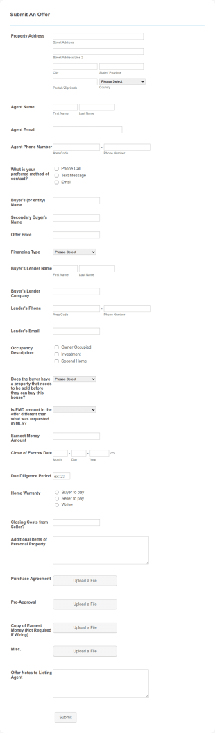 BTR Submit An Offer Form Template