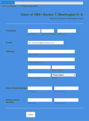 BTW Class Of 1969 Alumni Information Form Template
