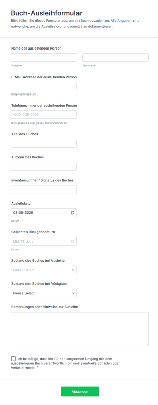 Buch Ausleihformular