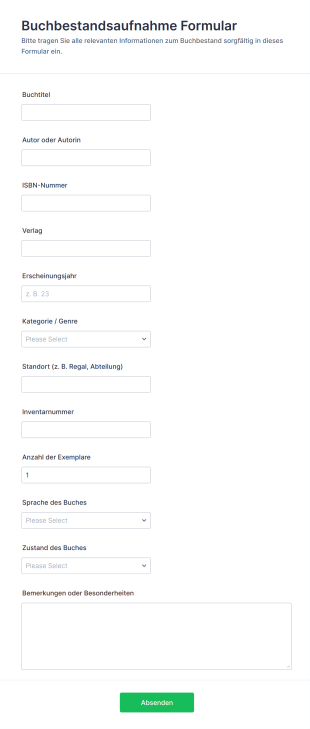 Buchbestandsaufnahme Formular