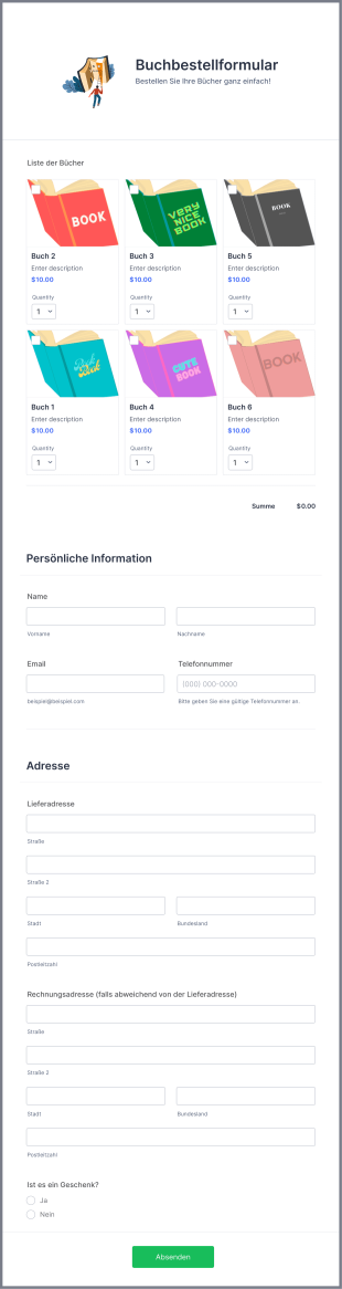 Buchbestellformular Form Template