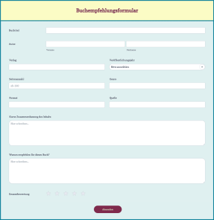 Buchempfehlungsformular Form Template