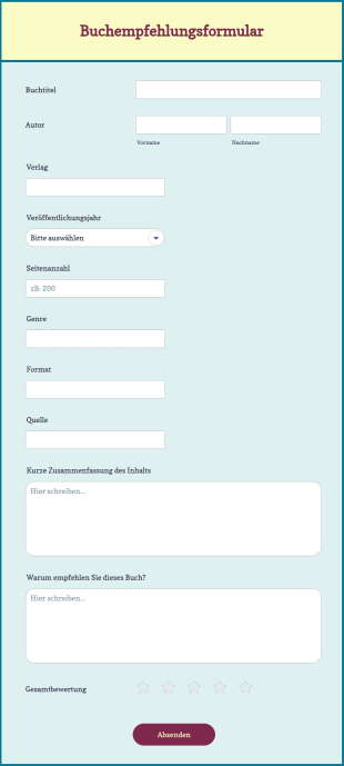 Buchempfehlungsformular