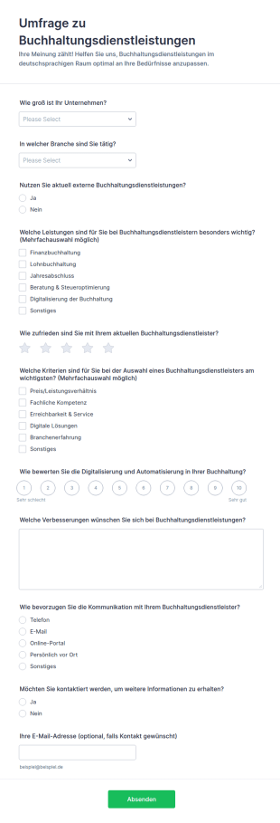 Buchhaltungsservice Umfrage