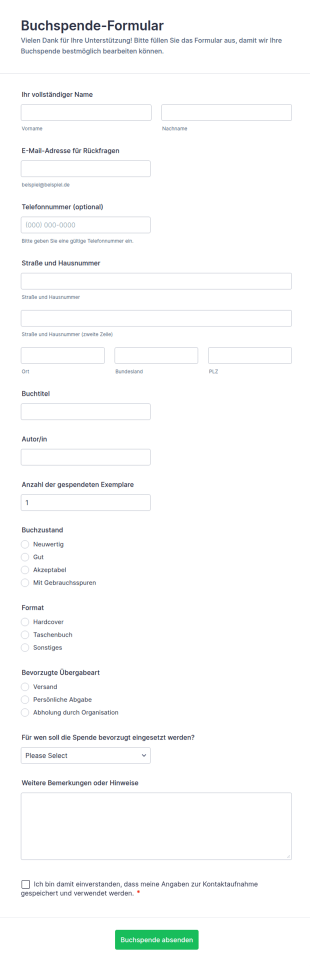 Buchspenden Formular