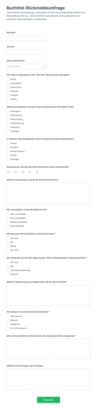 Buchtitel Feedback Umfrage