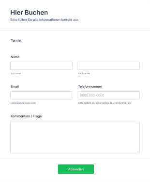 Buchungsformular Mit Kalender Form Template