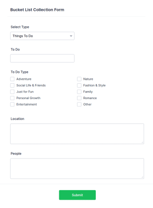 Bucket List Collection Form Template