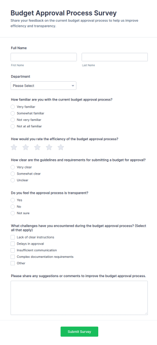 Budget Approval Process Survey Form Template