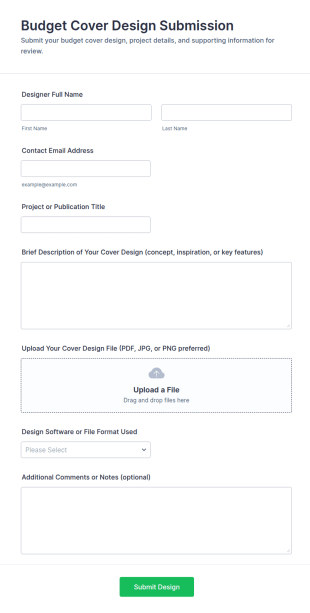 Budget Cover Design Submission Form Template