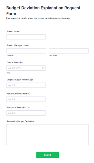 Budget Deviation Explanation Request Form Template
