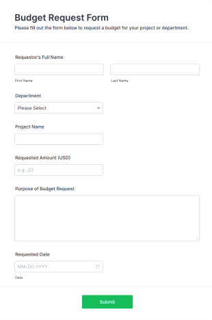 Budget Request Form Template